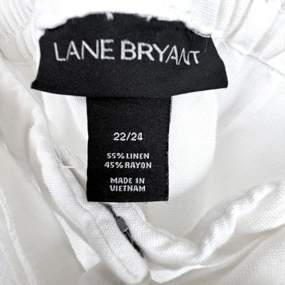 Lane Bryant Linen Blend Pull On Shorts White Tie Waist Plus Size 22 / 24 Womens - Picture 4 of 7